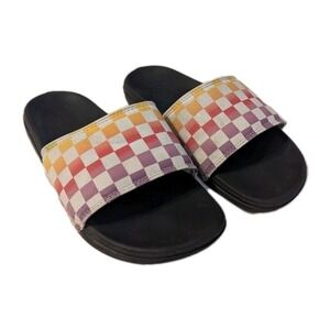 Vans Womens My Range Slide Sandal Rainbow Check Multicolor Black Size USA Size 7